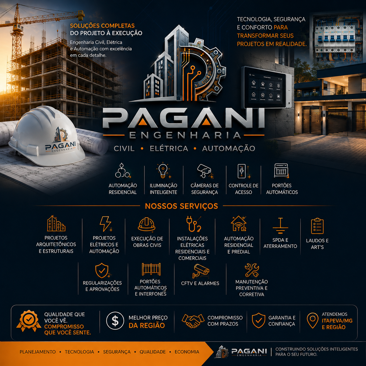 Pagani Engenharia — soluções completas em Engenharia Civil, Elétrica e Automação em Itapeva/MG